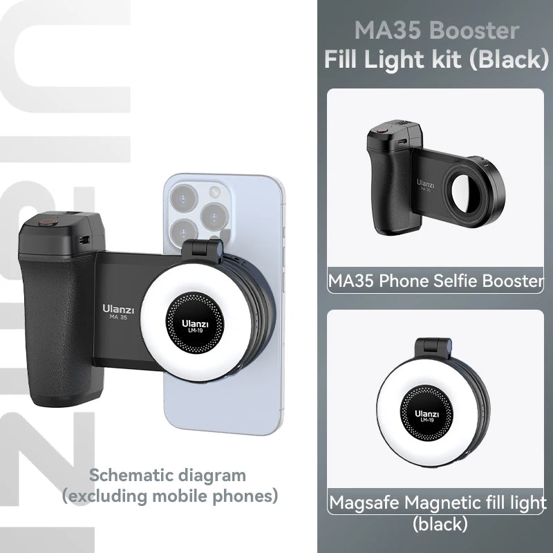 MA35 Bluetooth Selfie Grip – Magnetic Phone Handle With Remote Shutter for Smooth Video Recording