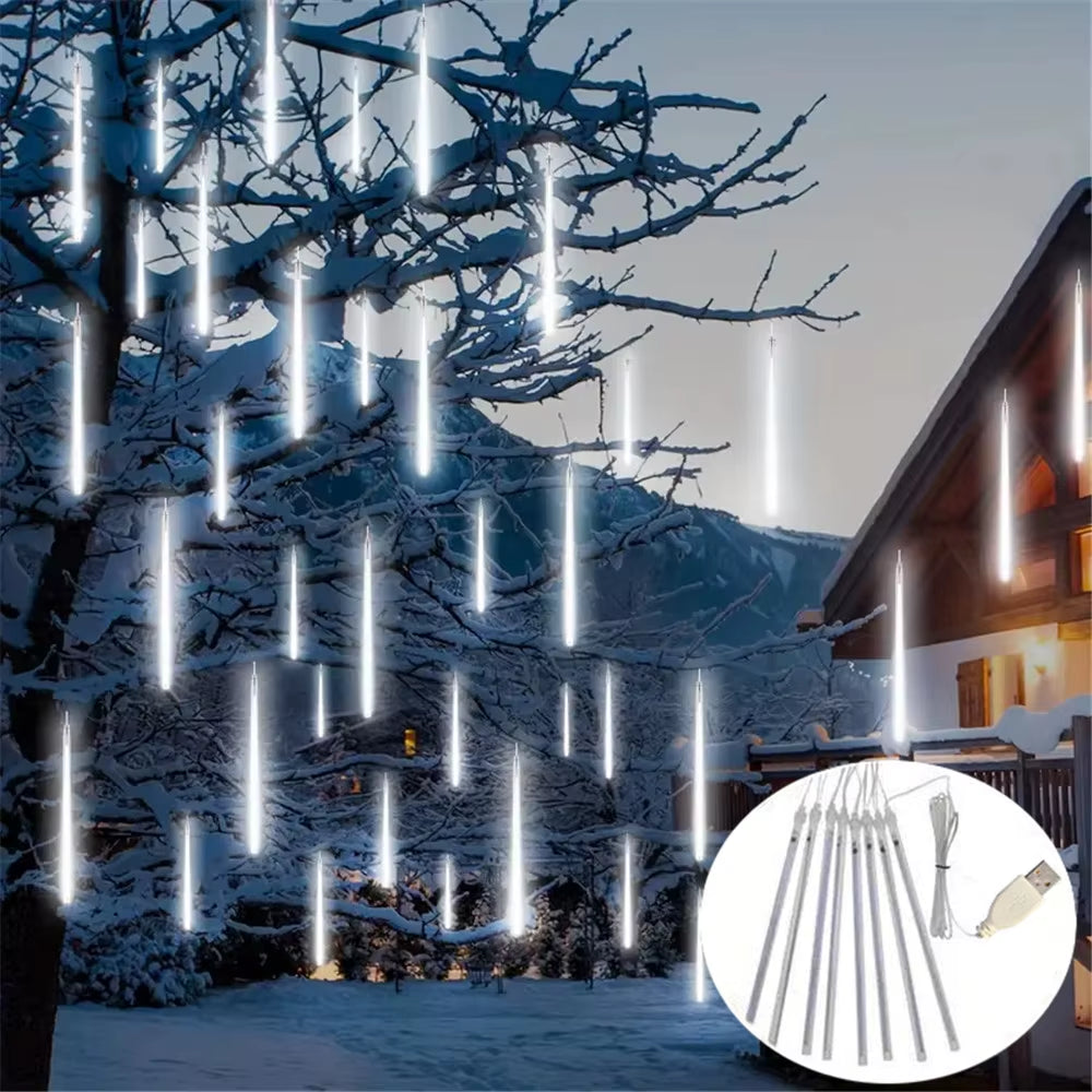 Revira™ Meteor Shower Christmas Lights – USB 8-Tube LED Falling Snow Glow (30cm & 50cm)