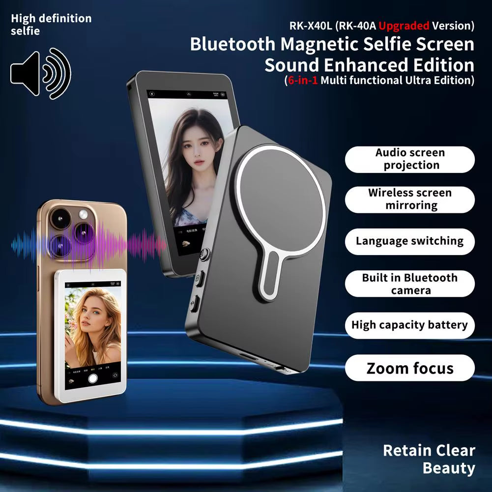 Magnetic Wireless Selfie Monitor – Rear Camera Viewfinder for iPhone & Android (3.94” HD Screen)