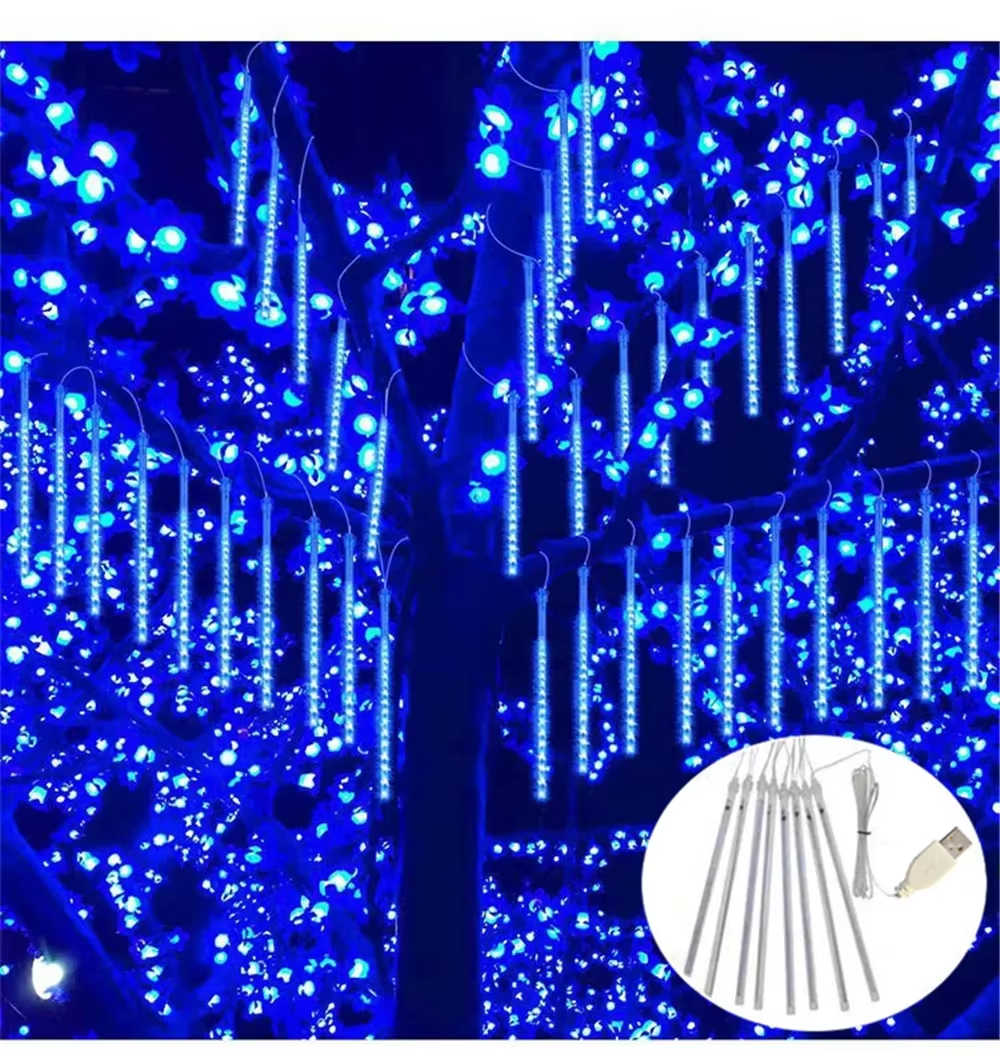 Revira™ Meteor Shower Christmas Lights – USB 8-Tube LED Falling Snow Glow (30cm & 50cm)