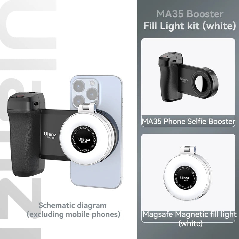 MA35 Bluetooth Selfie Grip – Magnetic Phone Handle With Remote Shutter for Smooth Video Recording
