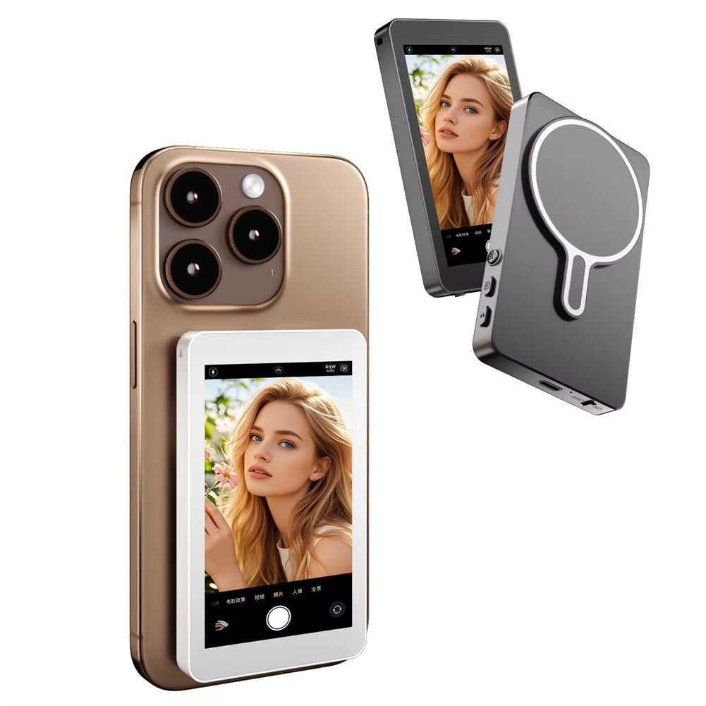 Magnetic Wireless Selfie Monitor – Rear Camera Viewfinder for iPhone & Android (3.94” HD Screen)