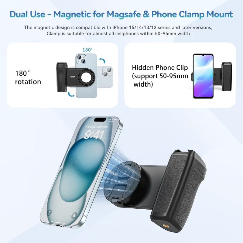 MA35 Bluetooth Selfie Grip – Magnetic Phone Handle With Remote Shutter for Smooth Video Recording