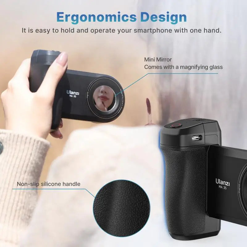 MA35 Bluetooth Selfie Grip – Magnetic Phone Handle With Remote Shutter for Smooth Video Recording