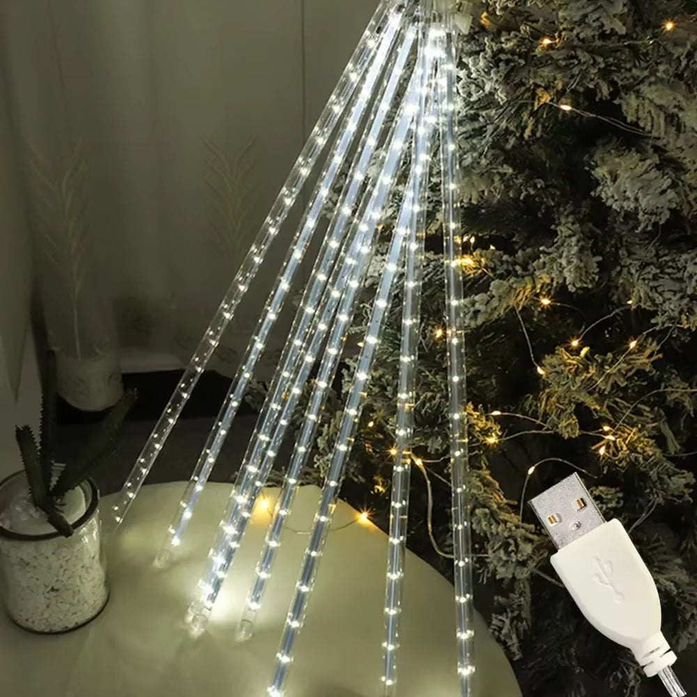 Revira™ Meteor Shower Christmas Lights – USB 8-Tube LED Falling Snow Glow (30cm & 50cm)