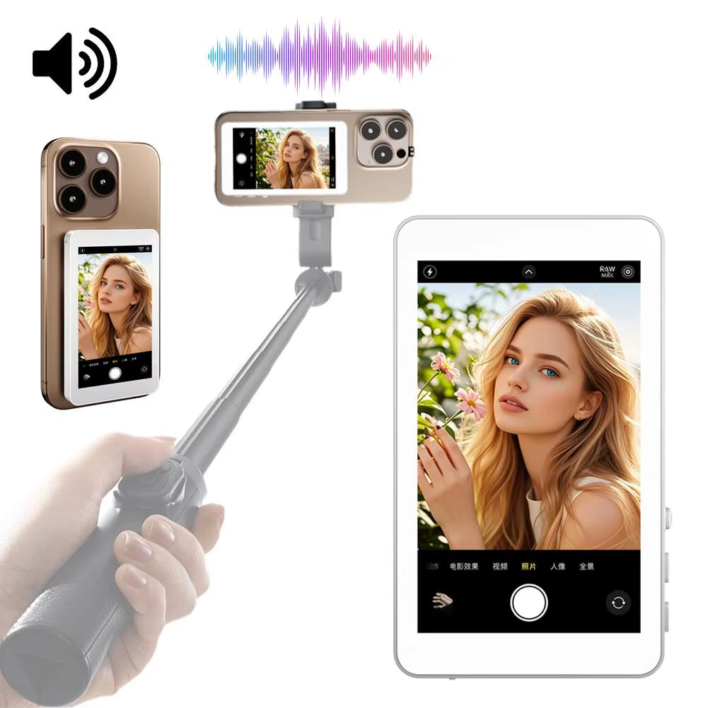 Magnetic Wireless Selfie Monitor – Rear Camera Viewfinder for iPhone & Android (3.94” HD Screen)